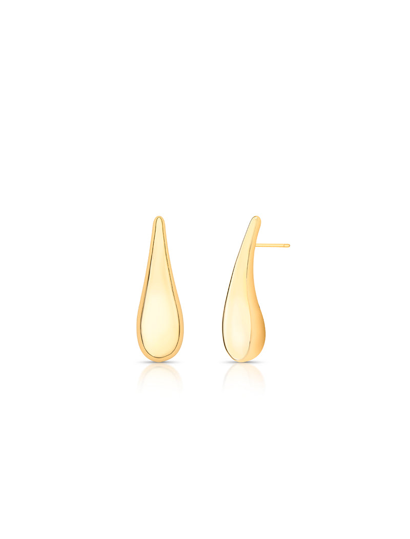 Brinco Gota Longa Lisa Banho Ouro 18k