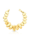 Pulseira Gomos Ovais Lisos Fosca Banho Ouro 18k