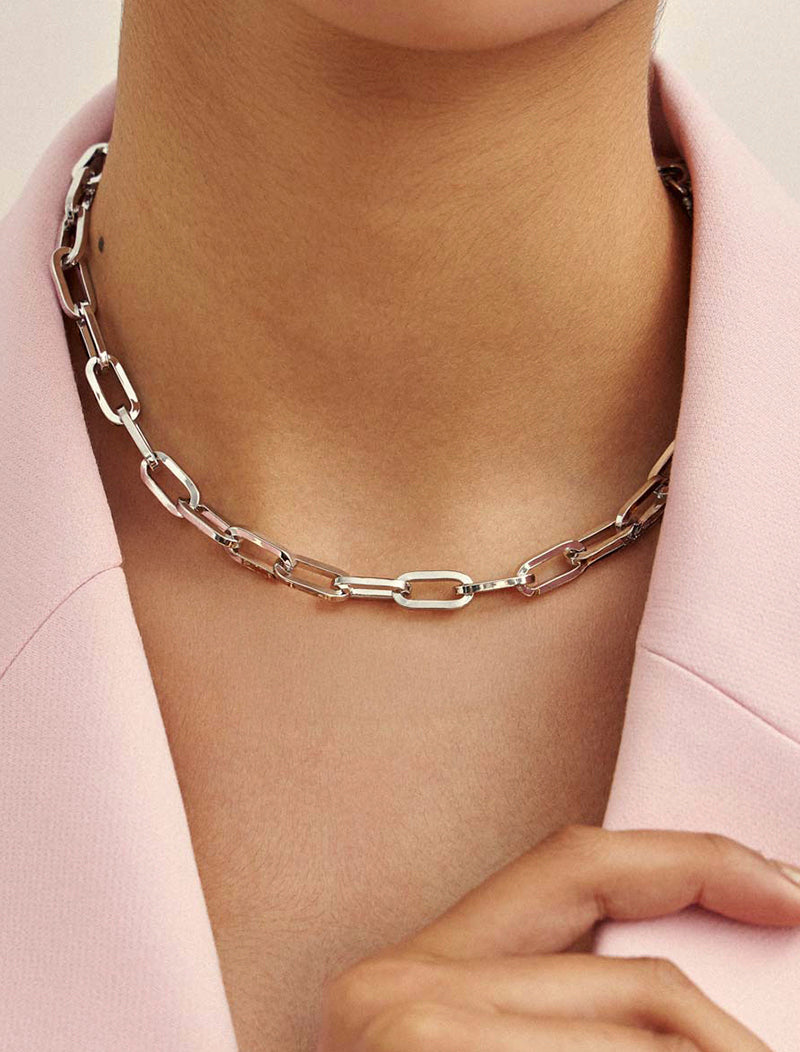 Colar Cartier Gomos Vazados Lisos Banho Ródio