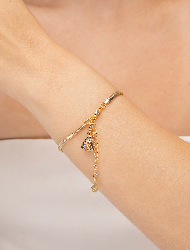 Pulseira Malha Nossa Senhora Cravejada Banho Ouro 18k