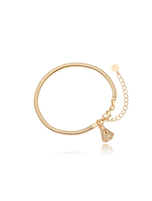 Pulseira Malha Nossa Senhora Cravejada Banho Ouro 18k