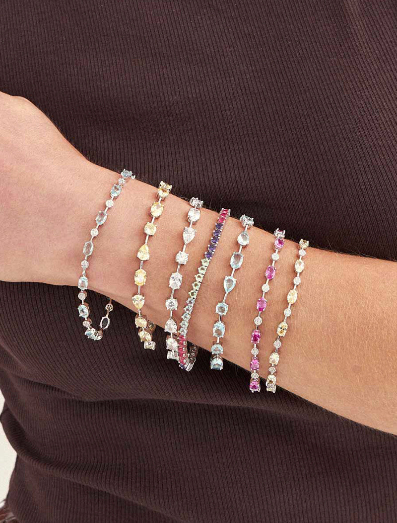 Pulseira Inteira Banho Ródio Zircônia