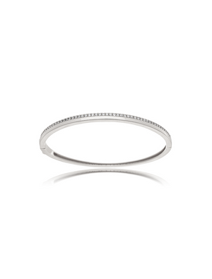 Pulseira Bracelete Fino Cravejado Banho Ródio Zircônia