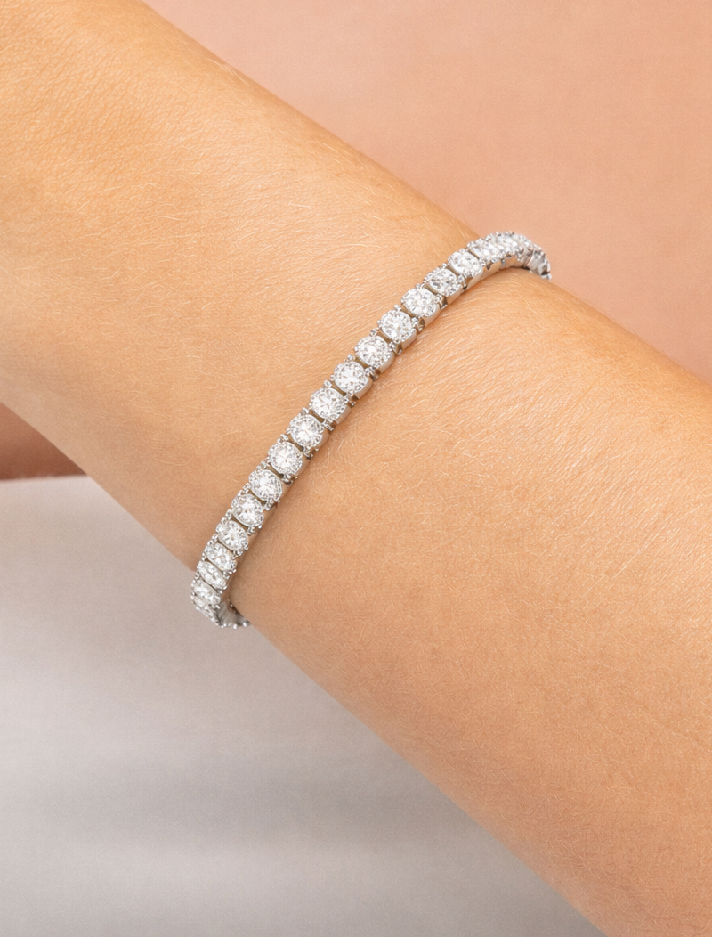 Pulseira Riviera 3.0mm Prata 925 Moissanite