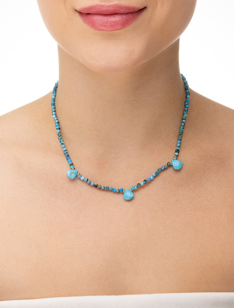 Colar Masha Choker Mesclado Gota Banho Ouro 18k Howlita