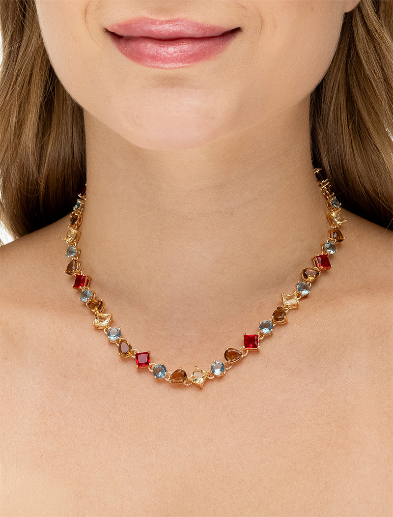 Conjunto Formas Geométricas Banho Dourado Cristal