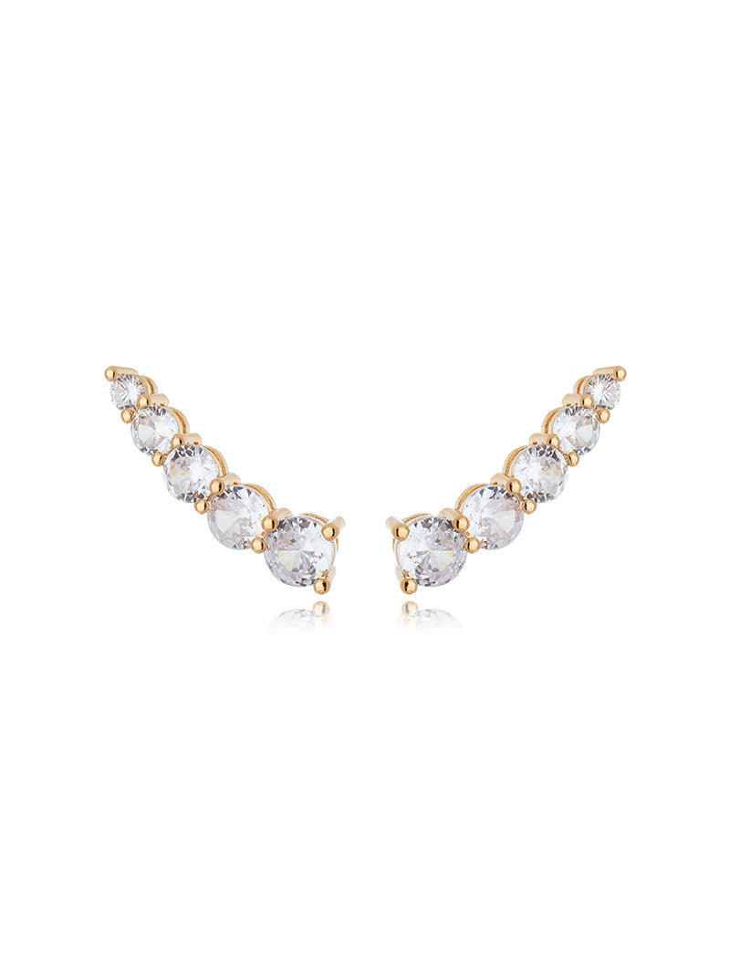 Brinco Ear Cuff Redonda Banho Ouro 18K Zircônia