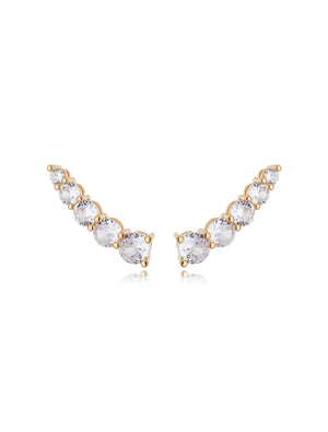Brinco Ear Cuff Redonda Banho Ouro 18K Zircônia