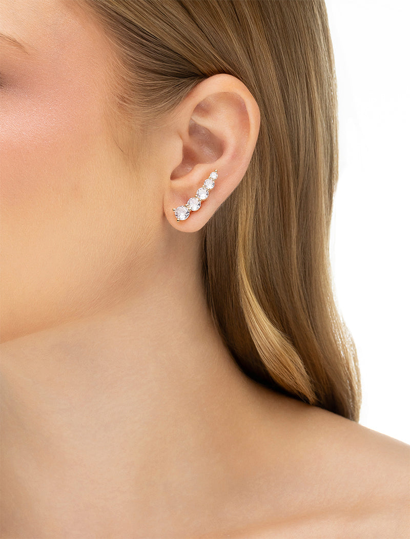 Brinco Ear Cuff Redonda Banho Ouro 18K Zircônia