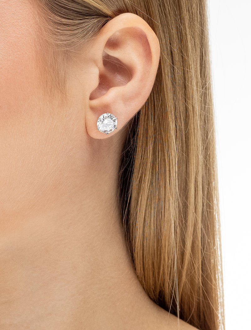 Brinco Redondo 9.5MM Prata 925 Moissanite