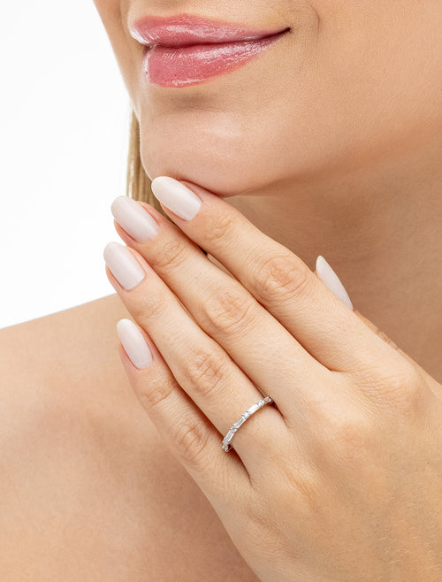 Anel Baguete 3MM Prata 925 Moissanite