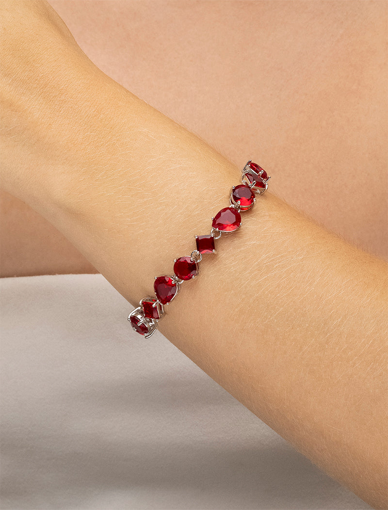 Pulseira Gota Formas Geométricas Banho Prateado Cristal