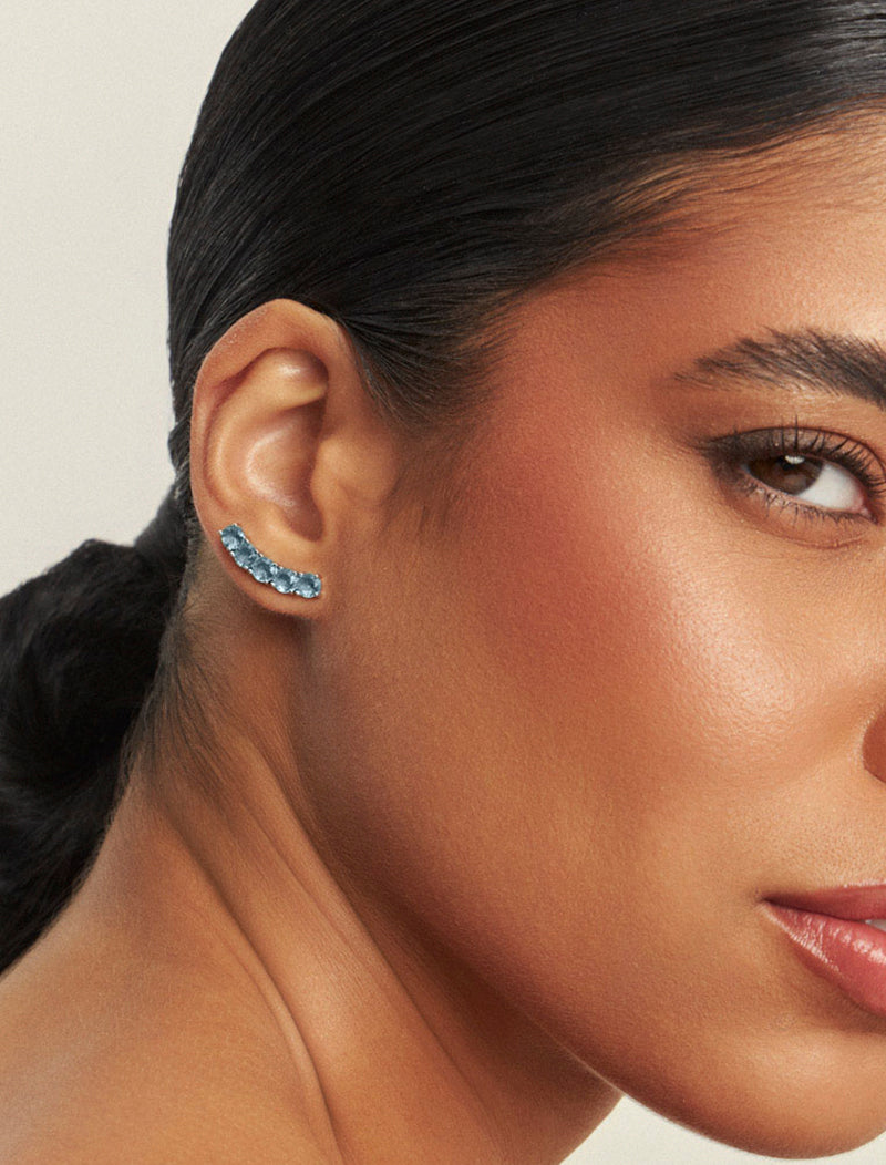 Brinco Earcuff Bolinhas Delicado Banho Ródio Cristal