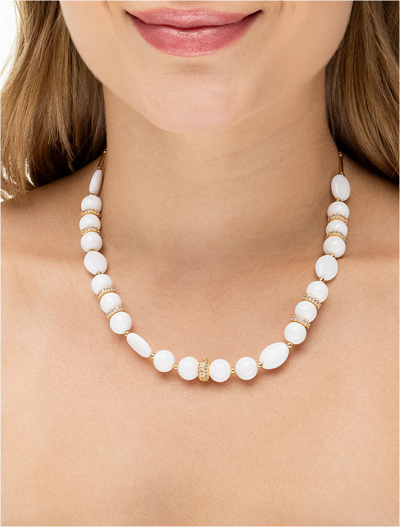 Colar Choker Alba Elos Cravejados Banho Ouro 18k Murano