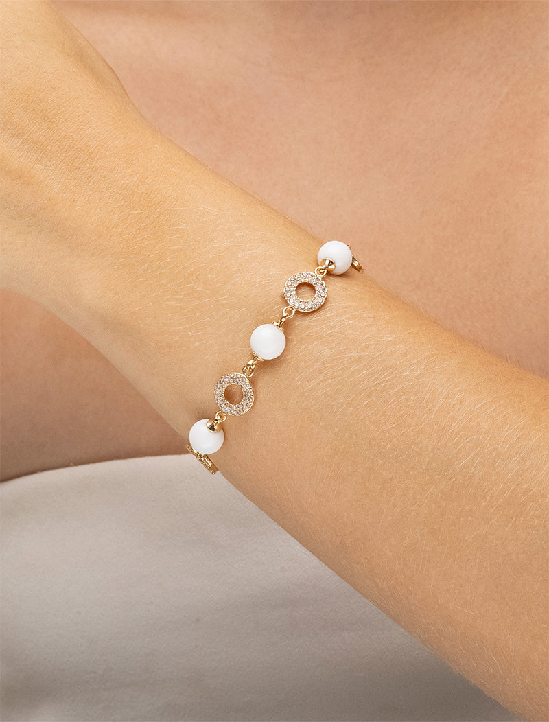 Pulseira Alba Elos Cravejados Banho Ouro 18K Murano