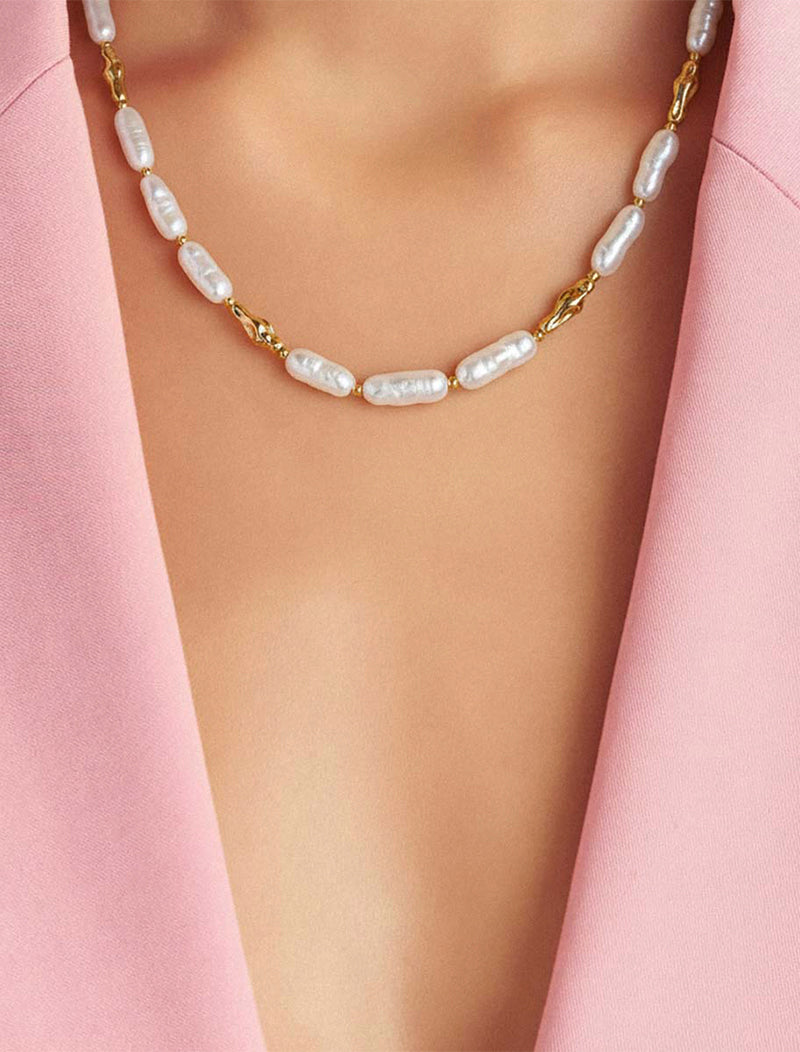Colar Orgânico Pérola Banho Ouro 18K Pérola Shell