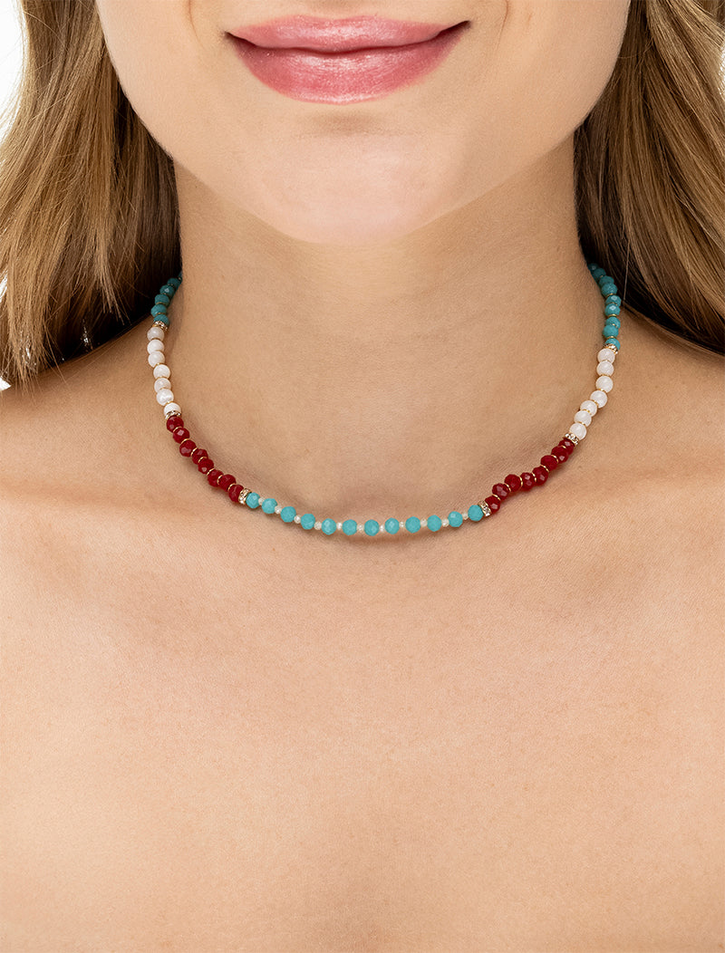 Colar Selene Choker Banho Ouro 18K Jade  Madrepérola Zircônia