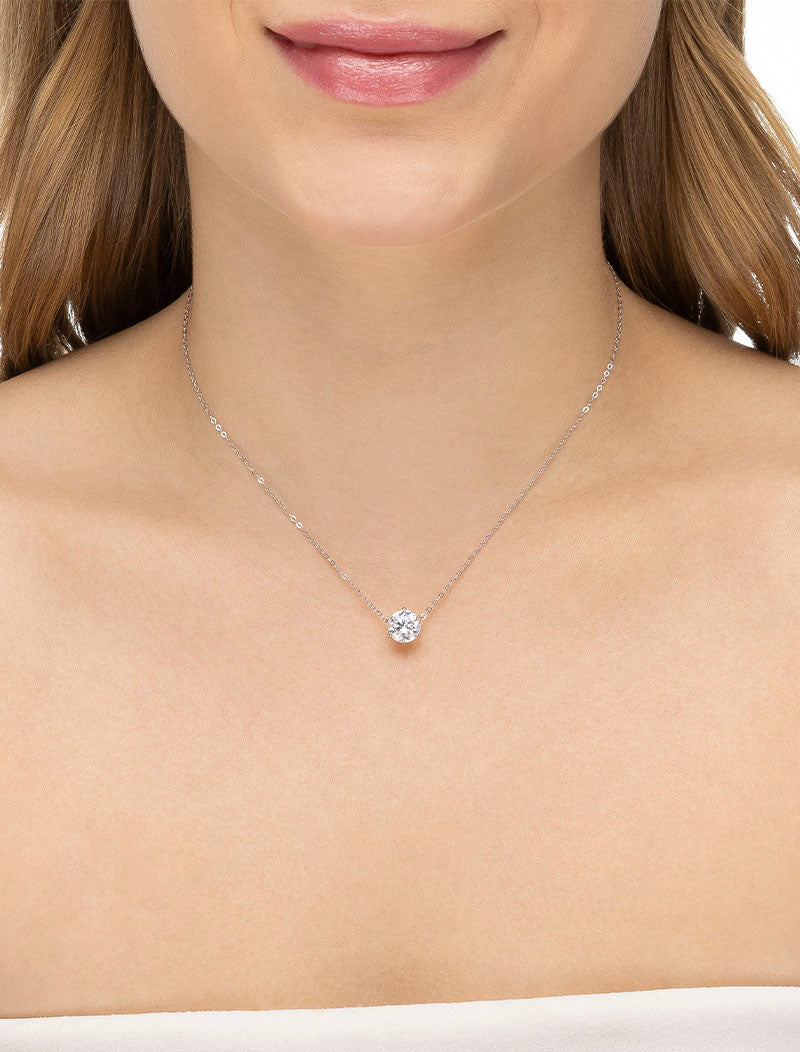 Colar Pingente Cravejado  8mm Prata 925 Moissanite