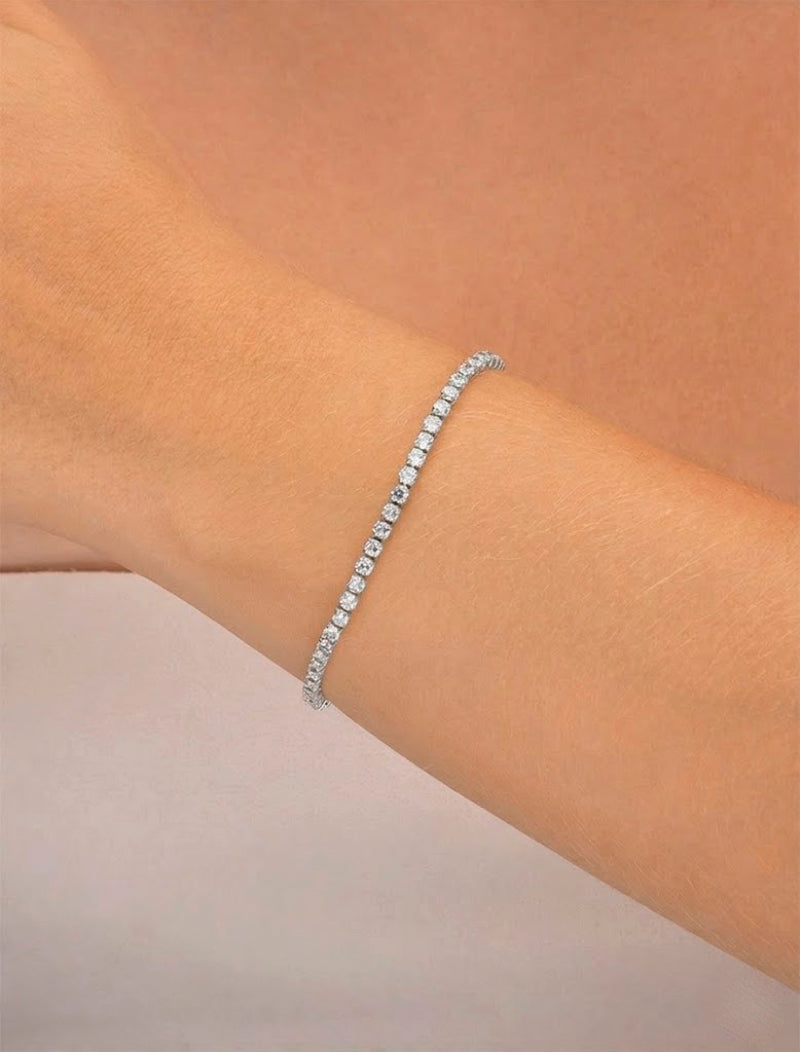 Pulseira Riviera Redondas Pequena Banho Ródio Zircônia