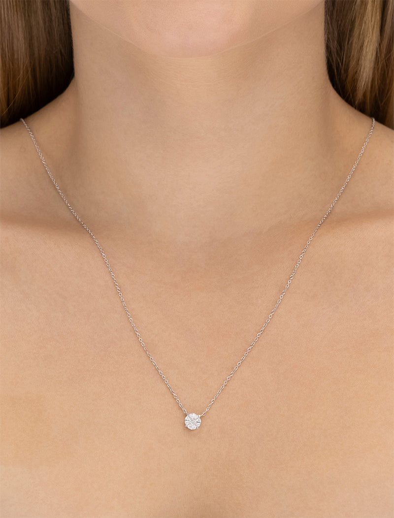 Colar Redondo Ilusion 3.3MM Prata 925 Moissanite