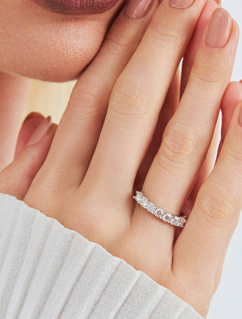 Anel Meia Aliança 3MM Prata 925 Moissanite
