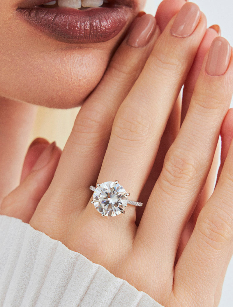 Anel Solitário Pedra 12.0MM Prata 925 Moissanite