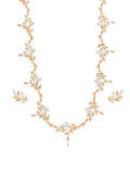 Conjunto Galhos Folhas Cravejadas Banho Ouro 18k Zircônia