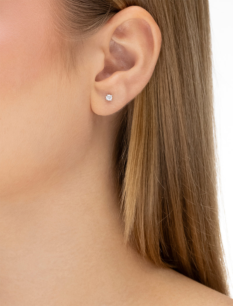 Brinco Pontinho de Luz 3.0MM  Prata 925 Moissanite