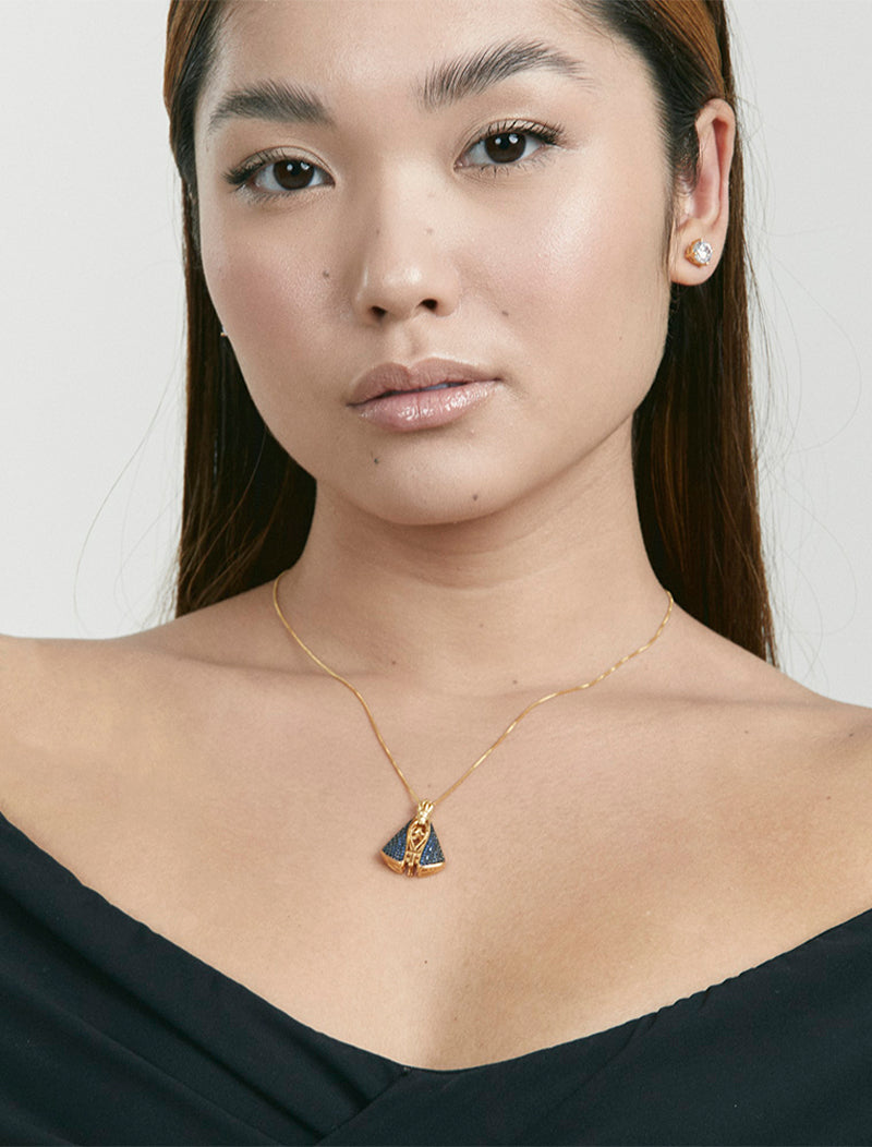 Colar Nossa Senhora Aparecida Cravejado Banho Ouro 18k Zircônia