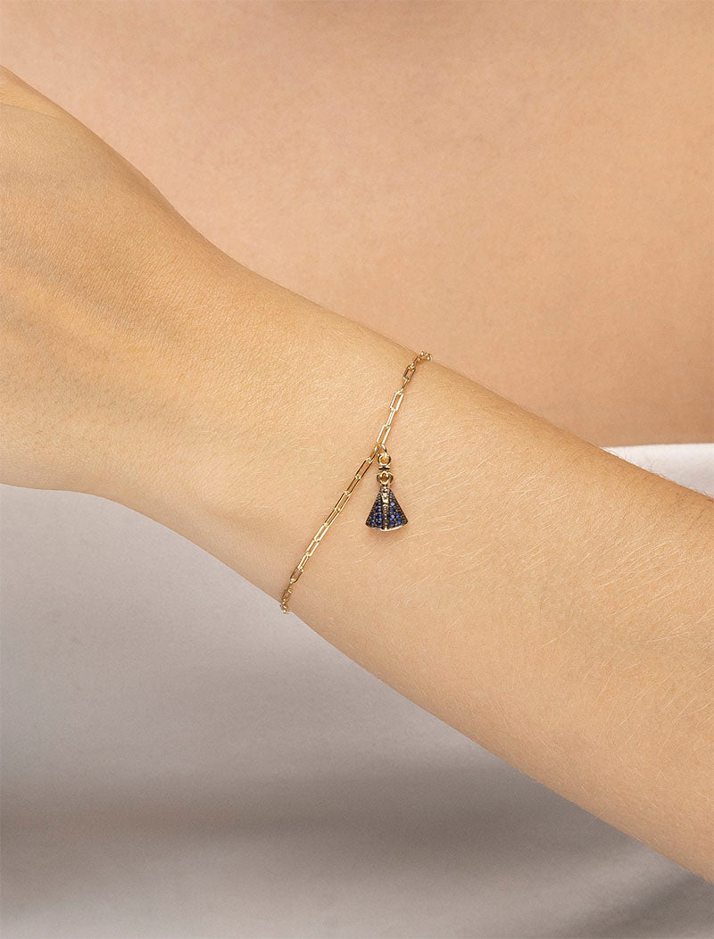 Pulseira Mini Nossa Senhora Aparecida Cravejado Banho Ouro 18k Zircônia
