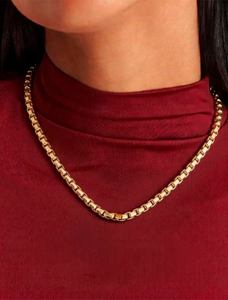 Colar Corrente Gomos Lisos Banho Ouro 18K