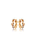 Brinco Mini Argola Torcida Cravejada Banho Ouro 18k Zircônia