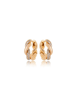 Brinco Mini Argola Torcida Cravejada Banho Ouro 18k Zircônia