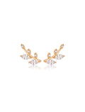 Brinco Earcuff Folhas Banho Ouro 18k Zircônia