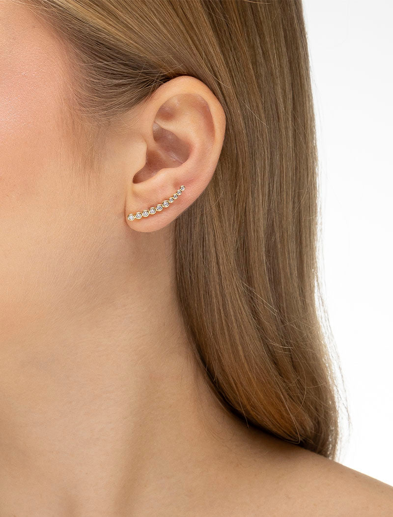 Brinco Earcuff de Bolinhas Banho Ouro 18k Zircônia
