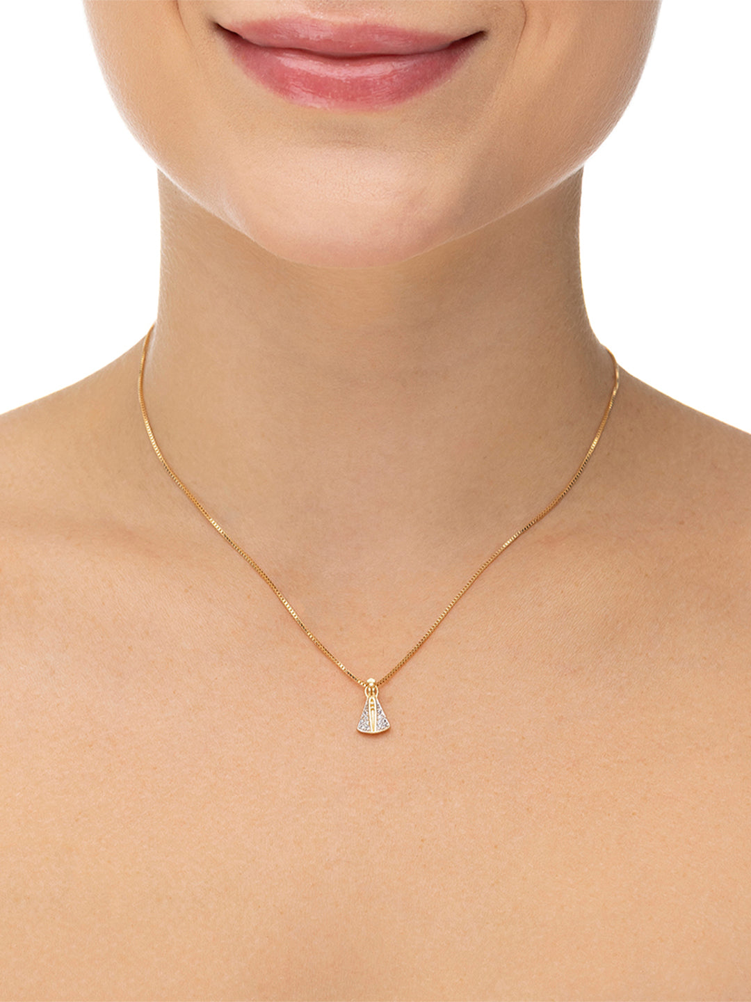Colar Pingente Nossa Senhora Aparecida Cravejada Banho Ouro 18k