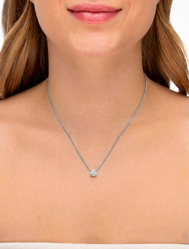 Colar Cristal Quadrado Volta Cravejada Ponto de Luz Banho Ródio