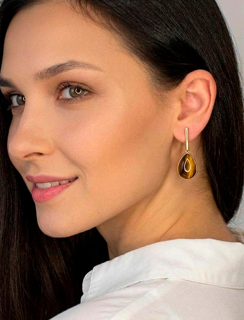 Brinco Palito Gota Ponta Banho Ouro 18k