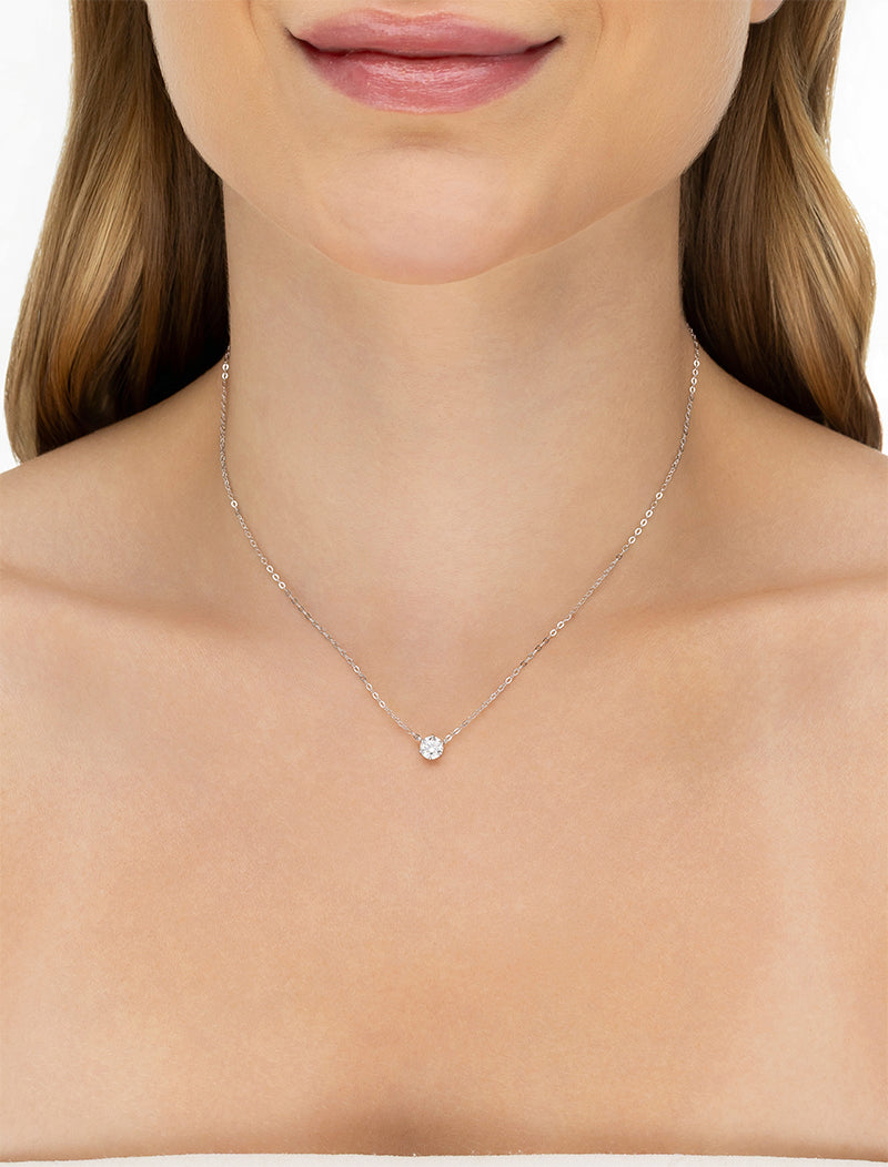 Colar Ponto De Luz Glam 5.0MM Prata 925 Moissanite