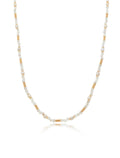 Colar Choker Delicada Banho Ouro 18k Pérola e Pedra da Lua