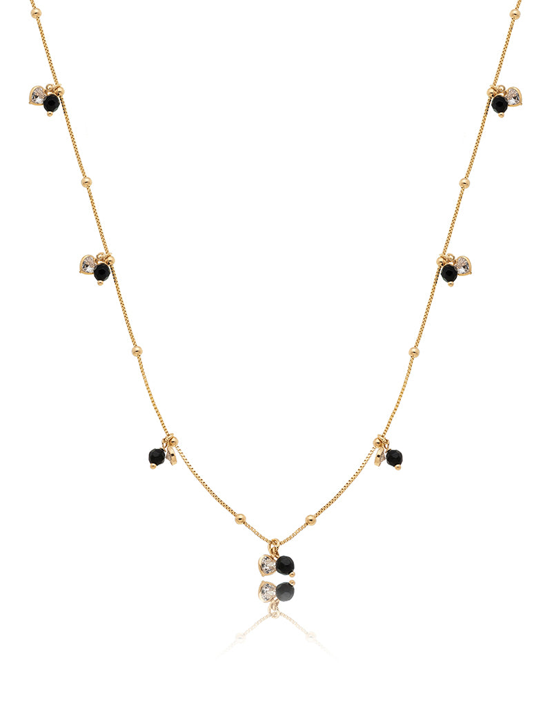 Colar Longo Bolinhas Banho Ouro 18k Jade