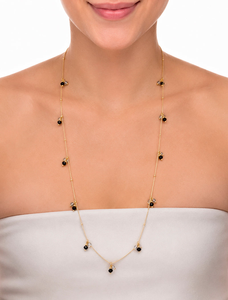 Colar Longo Bolinhas Banho Ouro 18k Jade