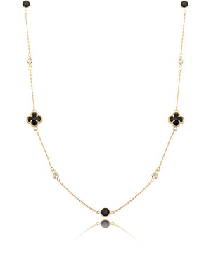Colar Longo Pontos de Luz Trevo Banho Ouro 18k
