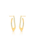 Brinco Meia Argola Oval Curva Orgânica Banho Ouro 18k