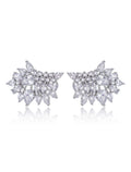 Brinco Ear Cuff Gotas Banho Ródio com Cristais
