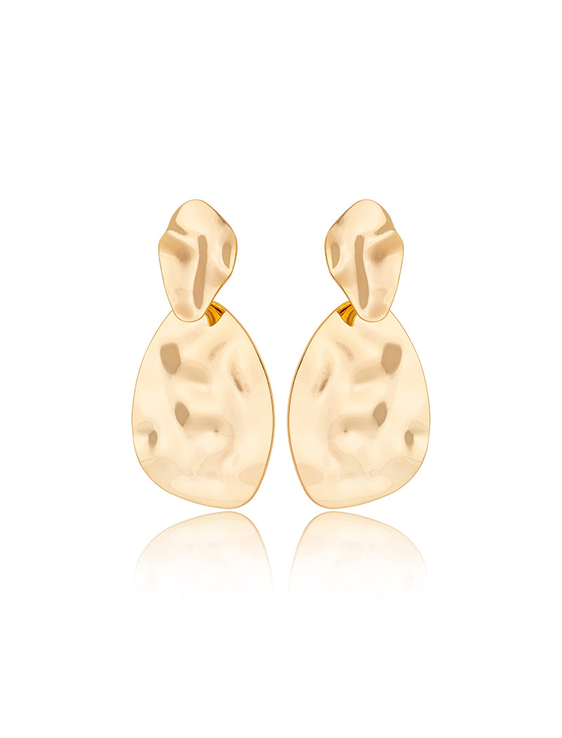 Brinco Orgânico Liso Pêndulo Banho Ouro 18k