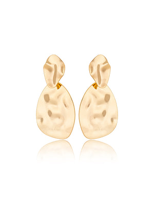 Brinco Orgânico Liso Pêndulo Banho Ouro 18k