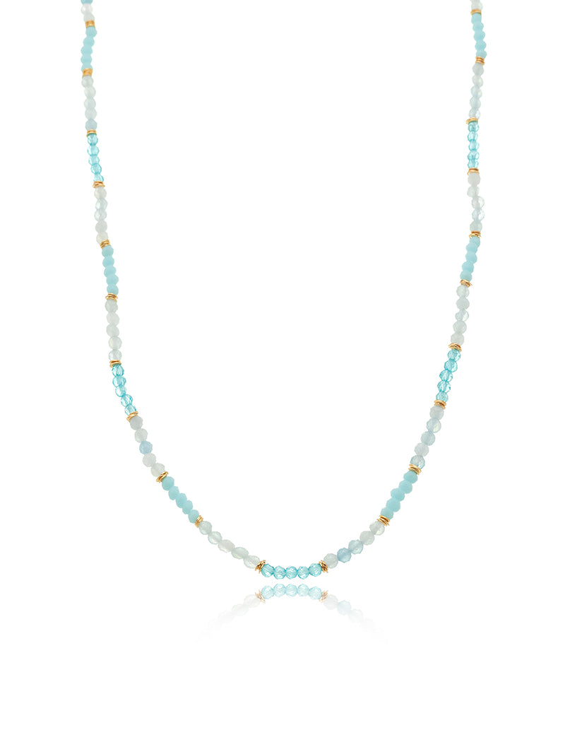 Colar Choker Delicada Banho Ouro 18K Jade e Cristal