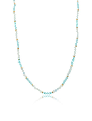 Colar Choker Delicada Banho Ouro 18K Jade e Cristal