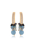 Brinco Base Cravejada Cacho Banho Ouro 18K Jade